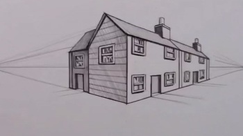 Cách vẽ một ngôi nhà ở vùng quê với phối cảnh 2 điểm tụ cực hay