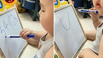 Cậu bé chuẩn con nhà người ta, biết viết số và chữ cái siêu đỉnh
