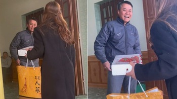 Bố nghẹn ngào khi con gái 4 năm xa nhà bất ngờ về ăn Tết