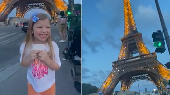 Bé gái sung sướng vì tưởng mình có 'siêu năng lực' thắp sáng tháp Eiffel