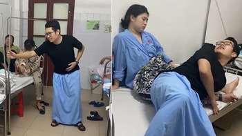 Chồng bắt chước dáng đi vợ ốm khi nằm viện