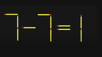 Di chuyển 1 que diêm để 7-7=1 thành phép tính đúng