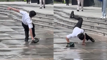 Chàng trai nhảy hip hop khi trượt chân ngã