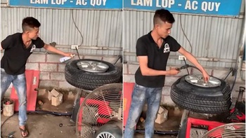 Chàng trai bắt chước làm căng lốp ô tô trên mạng và kết quả ố dề