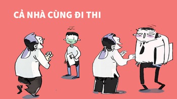 Hai cha con cùng đi thi làm mẹ lo mất ăn mất ngủ