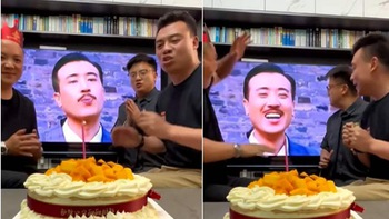 3 chàng trai bực bội vì diễn viên trong tivi thổi tắt nến sinh nhật