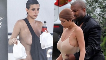 Tức mắt với màn phô bày cơ thể khiếm nhã của vợ mới Kanye West