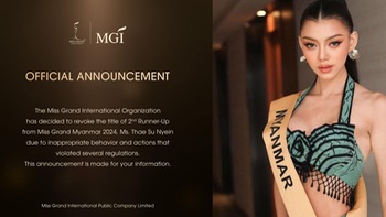 Á hậu 2 của Myanmar bị Miss Grand International tước danh hiệu