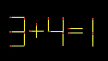 Thử tài IQ: Di chuyển một que diêm để 3+4=1 thành phép tính đúng