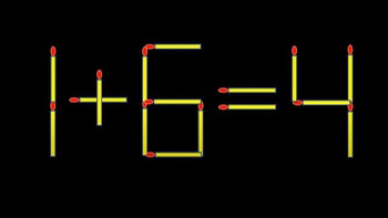 Thử tài IQ: Di chuyển một que diêm để 1+6=4 thành phép tính đúng