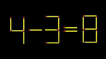 Thử tài IQ: Di chuyển một que diêm để 4-3=8 thành phép tính đúng