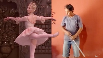 Vũ công ballet 'đá' thanh niên quét nhà không trượt phát nào