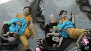 Hai cô gái nằm chung võng ngã dập mông