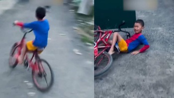 Bé trai tông vào cửa cổng vì xe đạp mất phanh