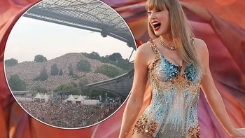 Hàng chục nghìn khán giả phủ kín ngọn đồi để 'xem chùa' Taylor Swift diễn