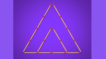 Di chuyển 2 que diêm để có 3 hình tam giác