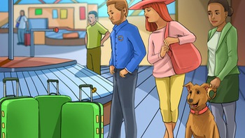 Hãy giúp ba vị khách nhận đúng vali của họ