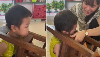 Cô giáo mầm non giải cứu bé trai bị kẹt đầu vào ghế
