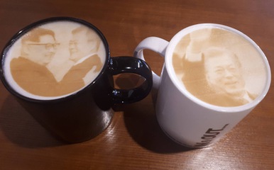 'Cà phê hòa bình' in hình Lãnh đạo Kim Jong Un và Tổng thống Moon Jae In