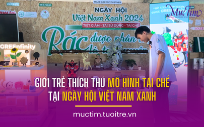 Giới trẻ thích thú mô hình tái chế tại Ngày hội Việt Nam Xanh