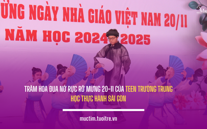 Trăm hoa đua nở rực rỡ mừng 20-11 của teen Trường Trung học Thực hành Sài Gòn