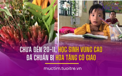 Chưa đến 20-11, học sinh vùng cao đã chuẩn bị hoa tặng cô giáo