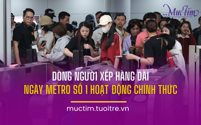 Dòng người xếp hàng dài ngày Metro số 1 hoạt động chính thức