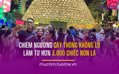 Chiêm ngưỡng cây thông khổng lồ làm từ hơn 3.000 chiếc nón lá