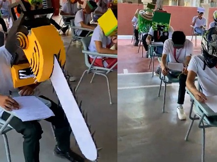 Sinh viên đội mũ chống gian lận ngộ nghĩnh trong kỳ thi ở Philippines