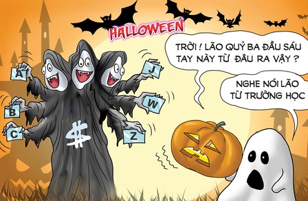 Cosplay 'ba đầu sáu tay' chơi Halloween