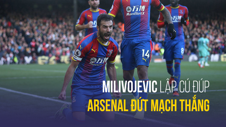 Crystal Palace - Arsenal (2-2): Milivojevic lập cú đúp, Arsenal đứt mạch thắng