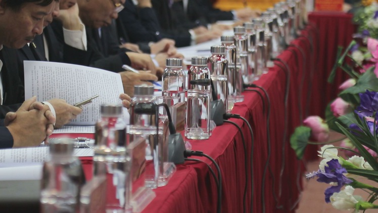 Các cuộc họp ở Nghệ An không còn chai nước nhựa