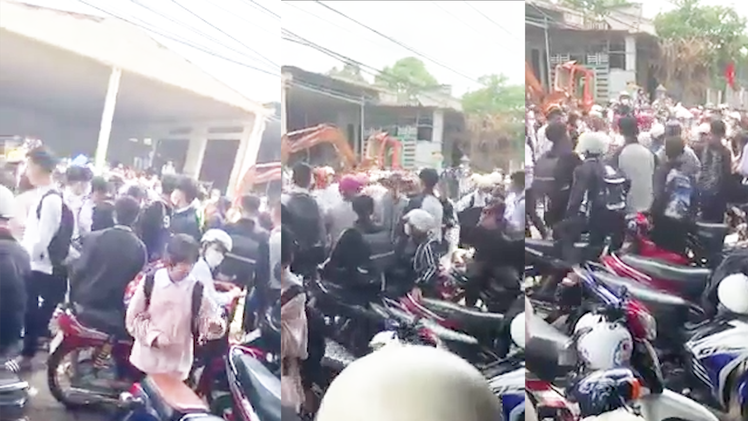 Video: Làm rõ 2 nhóm học sinh đánh nhau hỗn loạn trước cổng trường