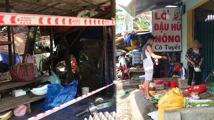 Video: Chợ Nhân Văn giăng dây cấm bán, phường Đông Hòa hàng quán vẫn đông