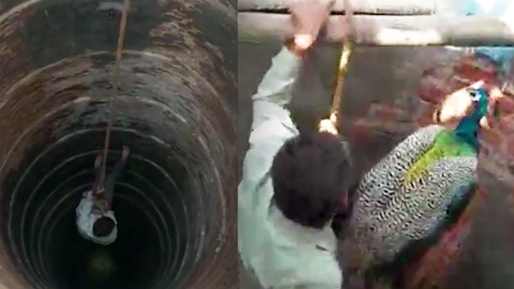 Video: Người đàn ông leo xuống giếng sâu hàng chục mét cứu con công bị mắc kẹt