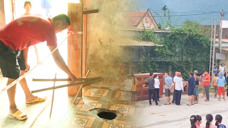 Video: Xuất hiện ‘hố tử thần’ dưới nền nhà, người dân ôm đồ tháo chạy ở Nghệ An