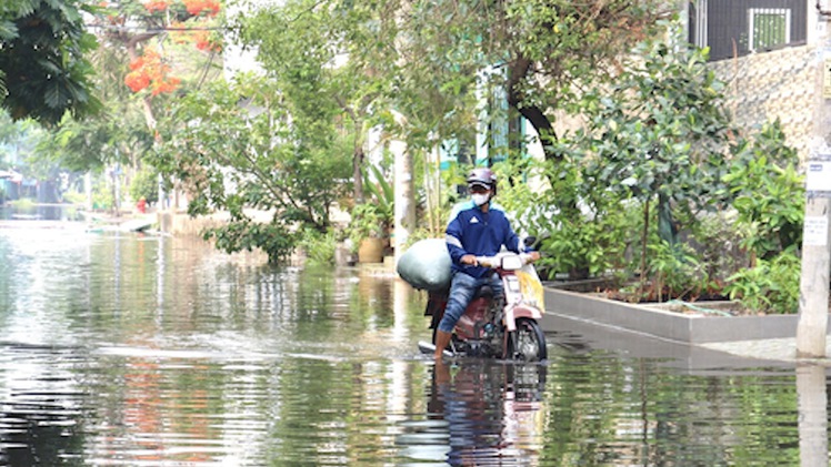 Video: Hơn nửa ngày sau mưa, có nơi ở Bình Chánh người dân vẫn bì bõm lội nước