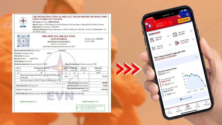 Từ ngày 1-4, người dân chỉ nhận hóa đơn tiền điện qua app, làm sao để xem?